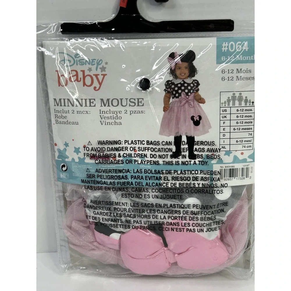 Disney Baby‎ Minnie Mouse Dress-Up Costume 6-12 Months Pink Dress + Headband New